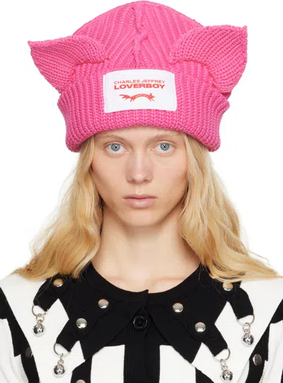 Charles Jeffrey Loverboy Pink Chunky Ears Beanie