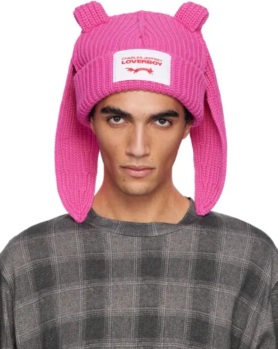 Charles Jeffrey Loverboy Pink Chunky Rabbit Beanie