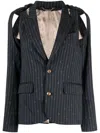 Charles Jeffrey Loverboy Pinstripe Cut-out Blazer In Blue