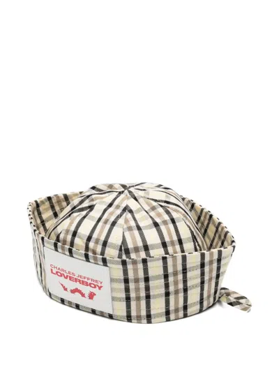 Charles Jeffrey Loverboy Plaid-pattern Tie-detail Hat In Neutral