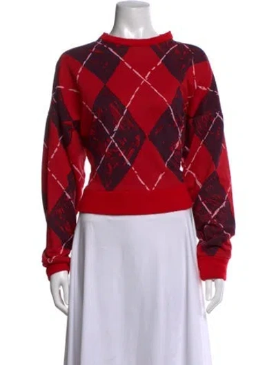 Pre-owned Charles Jeffrey Loverboy Plaid Print Crew Neck Sweater In Red