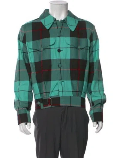 Pre-owned Charles Jeffrey Loverboy Plaid Print Long Sleeve Shirt In Green