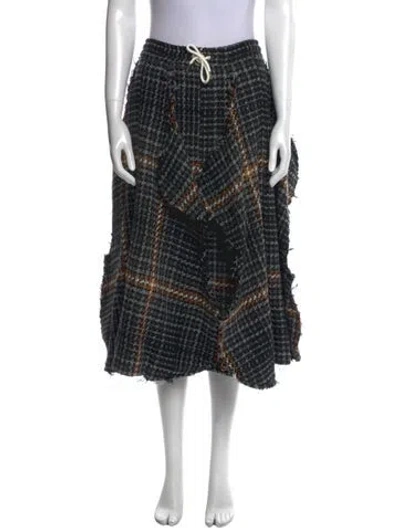 Pre-owned Charles Jeffrey Loverboy Plaid Print Midi Length Skirt In Black