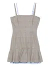 Charles Jeffrey Loverboy Pleated Check-pattern Mini Dress In Brown
