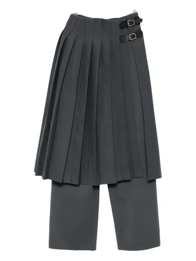 Charles Jeffrey Loverboy Pleated Layered Trousers In Gray
