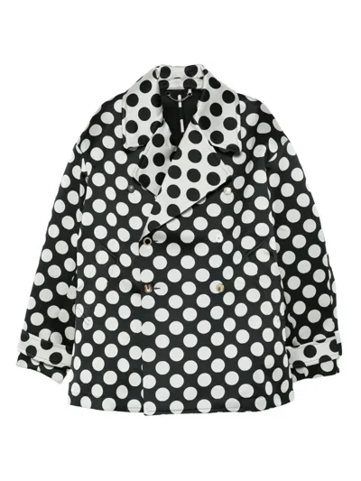 Charles Jeffrey Loverboy Polka-dot Double-breasted Coat In Black