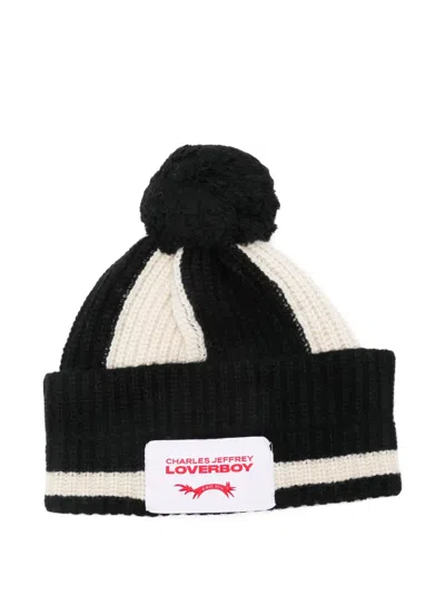 Charles Jeffrey Loverboy Pompom Striped Beanie In Multi