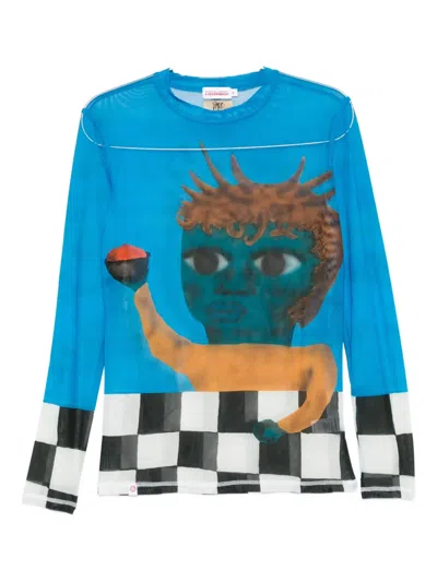 Charles Jeffrey Loverboy Powermesh Long-sleeve T-shirt In Blue