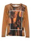 Charles Jeffrey Loverboy Powermesh Striped T-shirt In Orange