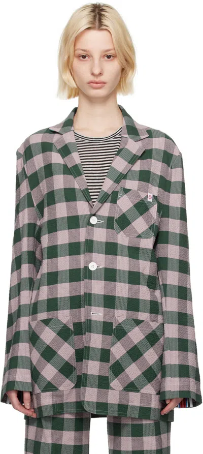 Charles Jeffrey Loverboy Checked Single-breasted Blazer In Green