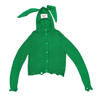 Pre-owned Charles Jeffrey Loverboy Rabbit Balaclava Cardigan 'green' | Men's Size Xxl