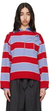 Charles Jeffrey Loverboy Red & Blue Slash Stripe Sweater In Red + Blue