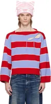 Charles Jeffrey Loverboy Slash Stripe Sweater In Red + Blue