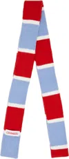 Charles Jeffrey Loverboy Red & Blue Stripe Skinny Scarf In Red