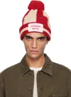 Charles Jeffrey Loverboy Red & Off-white Pompom Beanie In Red