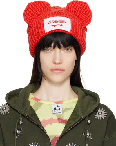Charles Jeffrey Loverboy Red Chunky Ears Beanie
