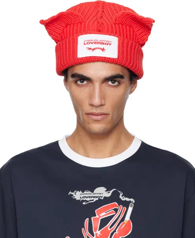 Charles Jeffrey Loverboy Red Chunky Ears Beanie