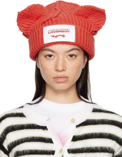 Charles Jeffrey Loverboy Red Chunky Ears Beanie