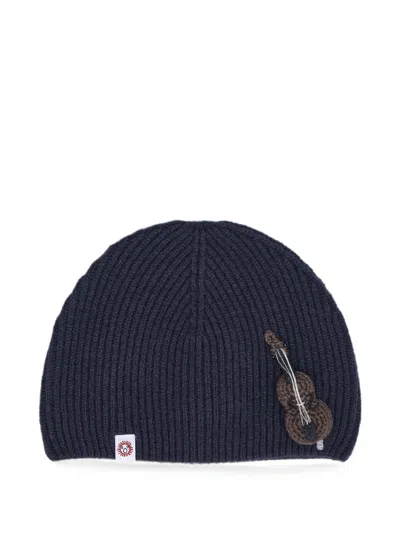Charles Jeffrey Loverboy Ribbed Violin-patch Beanie Hat In Blue