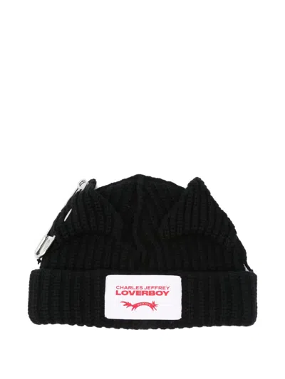Charles Jeffrey Loverboy Safety-pin Wool-blend Beanie Hat In Black