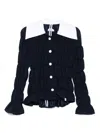Charles Jeffrey Loverboy Shirred Blouse In Blue