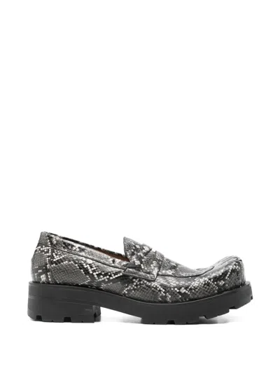 Charles Jeffrey Loverboy Snakeskin-effect Loafers In Gray