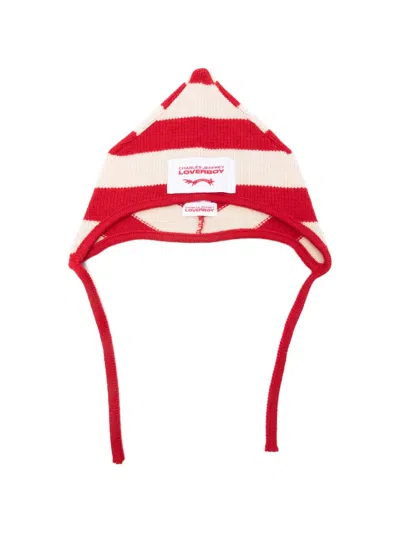 Charles Jeffrey Loverboy Spike Striped Beanie Hat In Red