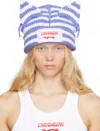 Charles Jeffrey Loverboy Ssense Exclusive Blue & White Chunky Ears Beanie In Blue White Stripe