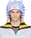 Charles Jeffrey Loverboy Ssense Exclusive Blue & White Chunky Rabbit Beanie In Blue + White Blu