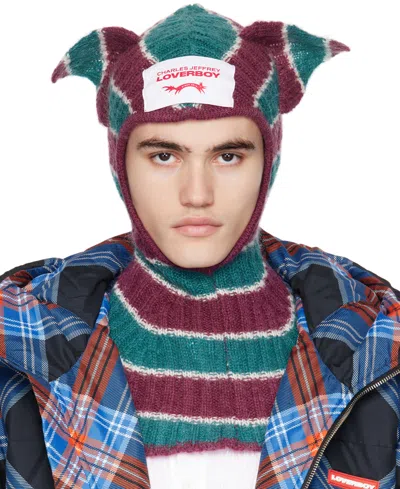 Charles Jeffrey Loverboy Ssense Exclusive Burgundy & Green Ears Balaclava In Brown Green White St