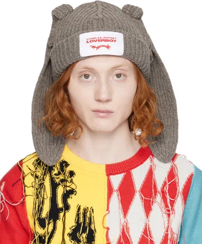 Charles Jeffrey Loverboy Ssense Exclusive Gray Ears Beanie In Grey