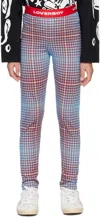Charles Jeffrey Loverboy Ssense Exclusive Kids Blue Leggings In Blurry Tartan