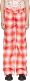 Charles Jeffrey Loverboy Ssense Exclusive Kids Red & White Lounge Pants In Red Tartan