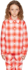 Charles Jeffrey Loverboy Ssense Exclusive Kids Red & White Workwear Jacket In Red Tartan