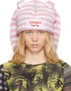 Charles Jeffrey Loverboy Ssense Exclusive Pink & White Chunky Rabbit Beanie In Pink White Stripe