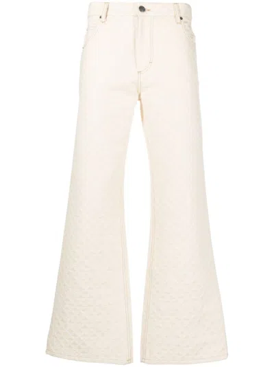Charles Jeffrey Loverboy 29.5cm Flared Cotton Denim Jeans In Ecru