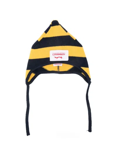 Charles Jeffrey Loverboy Striped Beanie Hat In Gold