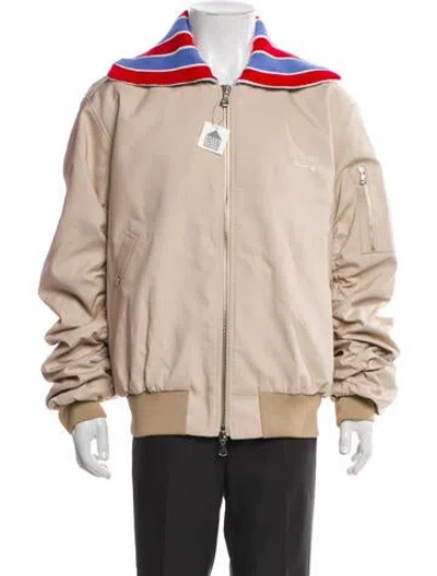 Pre-owned Charles Jeffrey Loverboy Striped Bomber Jacket In Neutral