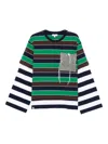 Charles Jeffrey Loverboy Striped Knitted-patch T-shirt In Green