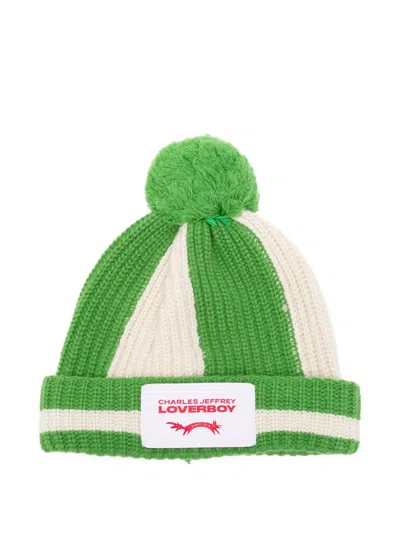 Charles Jeffrey Loverboy Striped-print Pompom Beanie Hat In Pattern