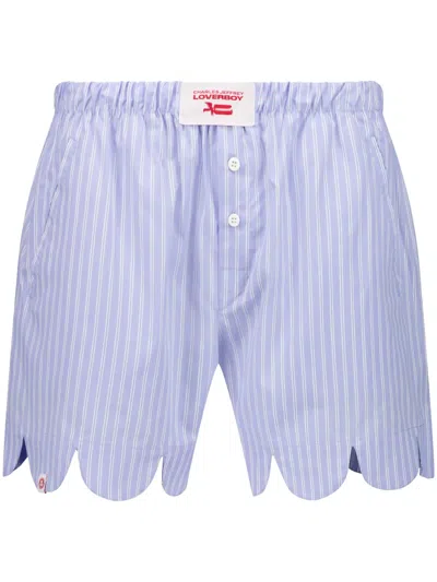 CHARLES JEFFREY LOVERBOY STRIPED SCALLOPED BOXER SHORTS
