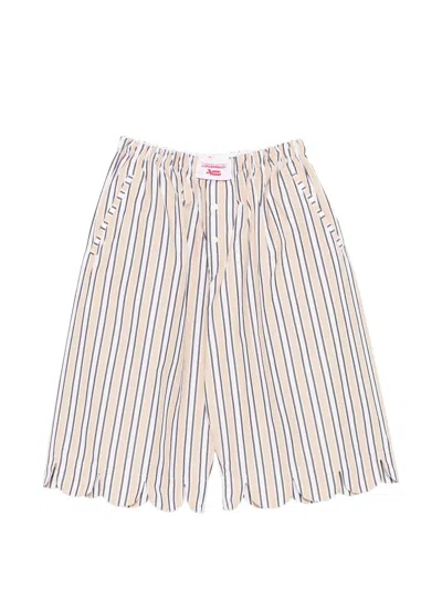 Charles Jeffrey Loverboy Striped Scalloped Shorts In Neutral