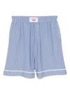 Charles Jeffrey Loverboy Mens Striped Knitted Merino-wool Pyjama Shorts Blue In Blue