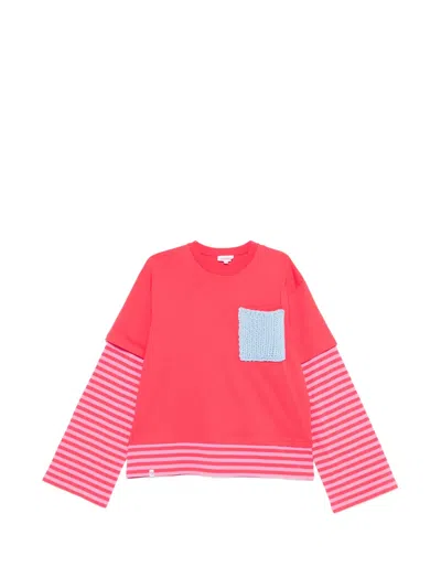 Charles Jeffrey Loverboy Striped-sleeve T-shirt In Pink