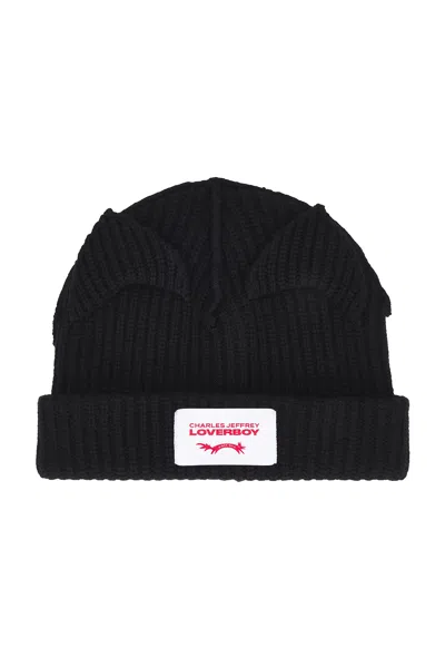 Charles Jeffrey Loverboy Supersized Chunky Ears Beanie In Black