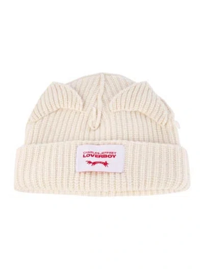 Pre-owned Charles Jeffrey Loverboy Supersized Chunky Ears Beanie W/tags In Neutrals