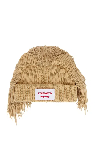 Charles Jeffrey Loverboy Supersized Lion Beanie In Beige