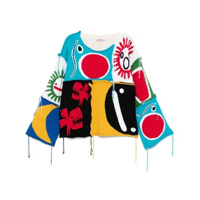 Charles Jeffrey Loverboy Patch Cable Knit Jumper In Beige