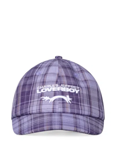 Charles Jeffrey Loverboy Tartan Embroidered-logo Cap In Purple