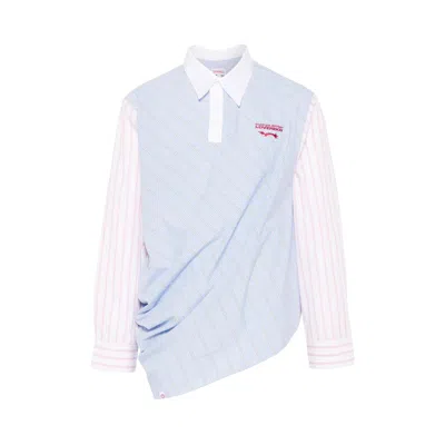 Pre-owned Charles Jeffrey Loverboy Topsy Turvy Shirt 'blue/pink Stripe' | Men's Size M
